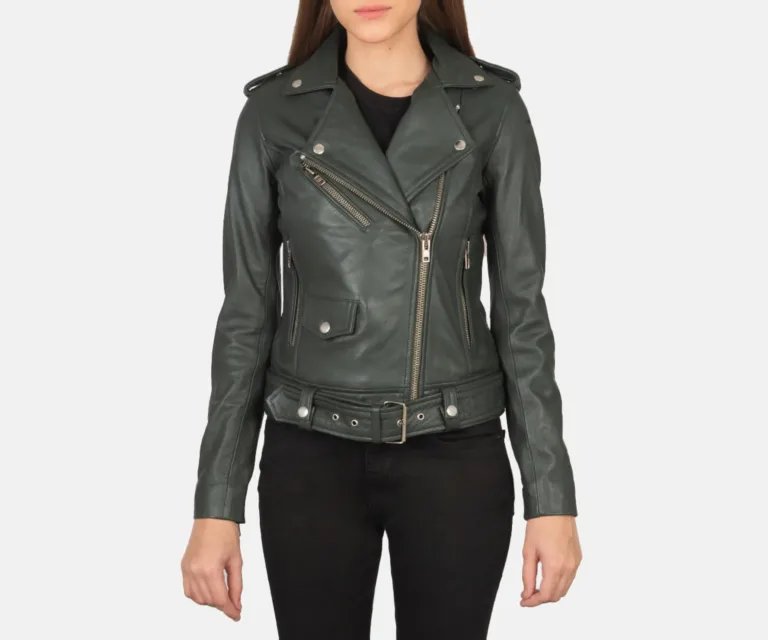 Alison Green Leather Biker Jacket Luxury Women's Biker Jacket — Rear Profile & Tailored Seaming