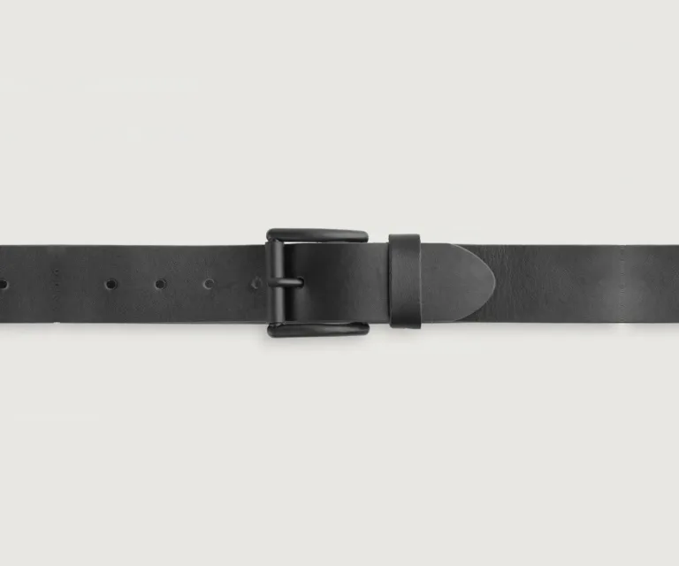 Allan Black Leather Casual Belt Luxury Handcrafted Leather Accessory / Gift — Burnished Edge Craftsmanship & Slim Profile
