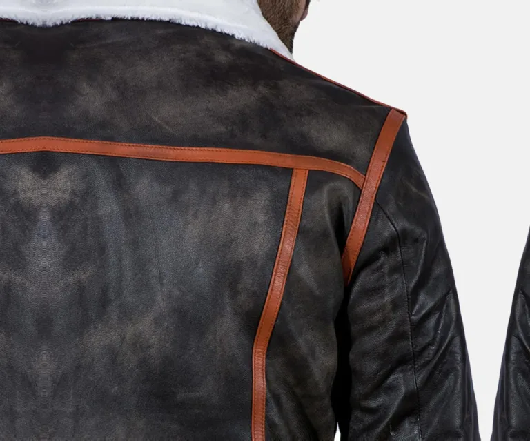 Alpine Brown Fur Leather Jacket — Full-Length Model Editorial Presentation
