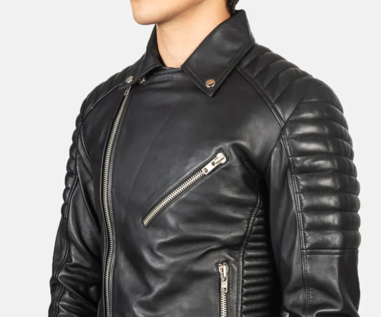 Armand Black Leather Biker Jacket — view 5