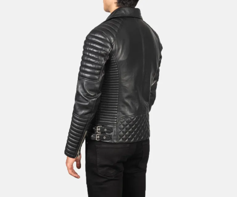 Armand Black Leather Biker Jacket — view 4