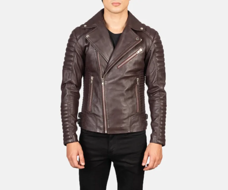 Armand Maroon Leather Biker Jacket