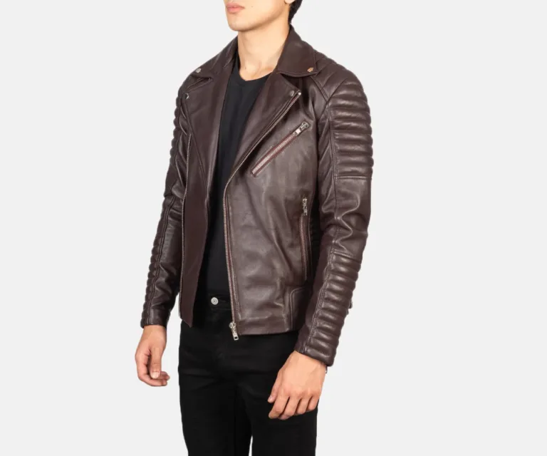 Armand Maroon Leather Biker Jacket — view 2