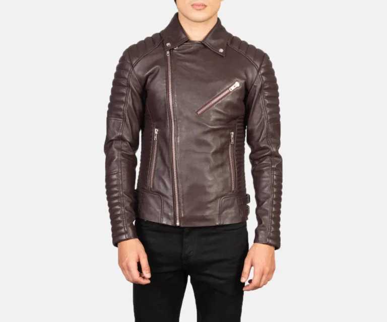 Armand Maroon Leather Biker Jacket — view 3
