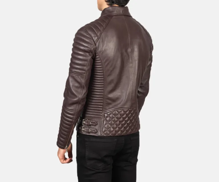 Armand Maroon Leather Biker Jacket — view 4