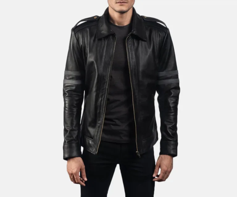 Armstrong Black Leather Biker Jacket — Rear Back View & Clean Hemline