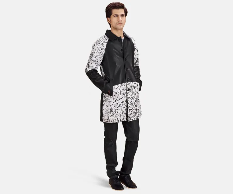 Artistry Black Dye Leather Coat — Front Detail & Closure