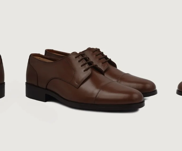 Attorney Derby Brown Leather Shoes Handcrafted Men's Footwear — Lateral Profile Hero View