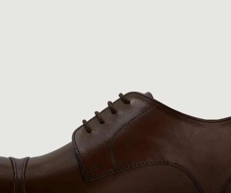 Attorney Derby Brown Leather Shoes Handcrafted Men's Footwear — Complete Pair Presentation