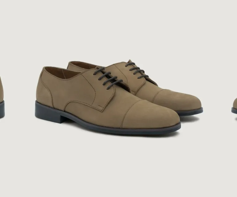 Attorney Derby Brown Nubuck Leather Shoes - StudGuard Handcrafted Men's Footwear — Lateral Profile Hero View