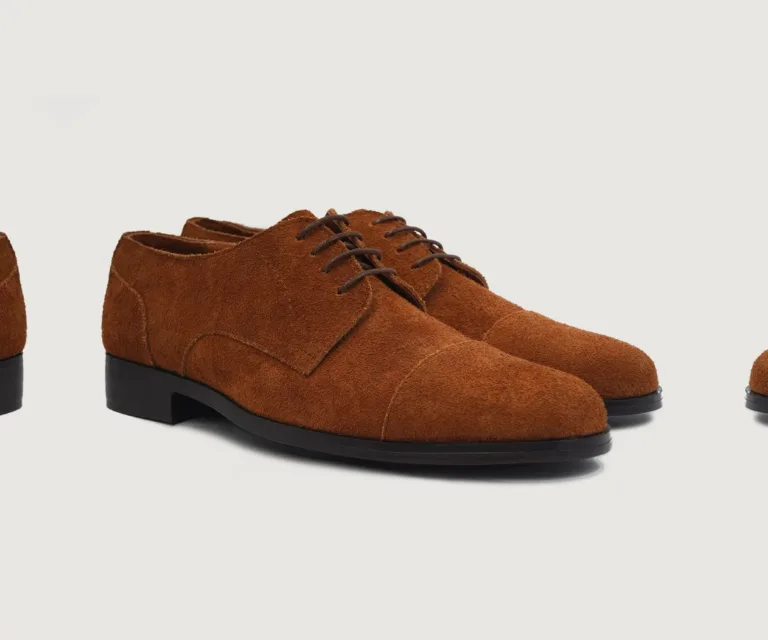 Attorney Derby Brown Suede Leather Shoes Handcrafted Men's Footwear — Lateral Profile Hero View