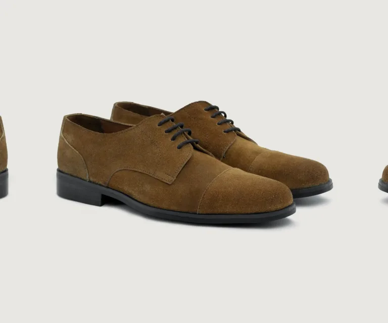 Attorney Derby Brown Suede Leather Shoes - StudGuard Handcrafted Men's Footwear — Lateral Profile Hero View