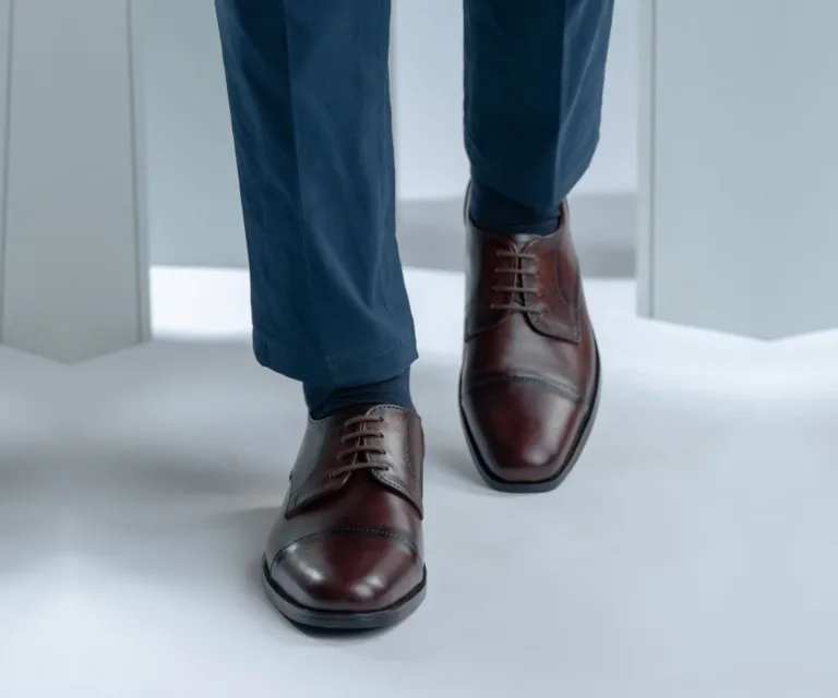 Attorney Derby Burnished Brown Leather Shoes Handcrafted Men's Footwear — Complete Pair Presentation