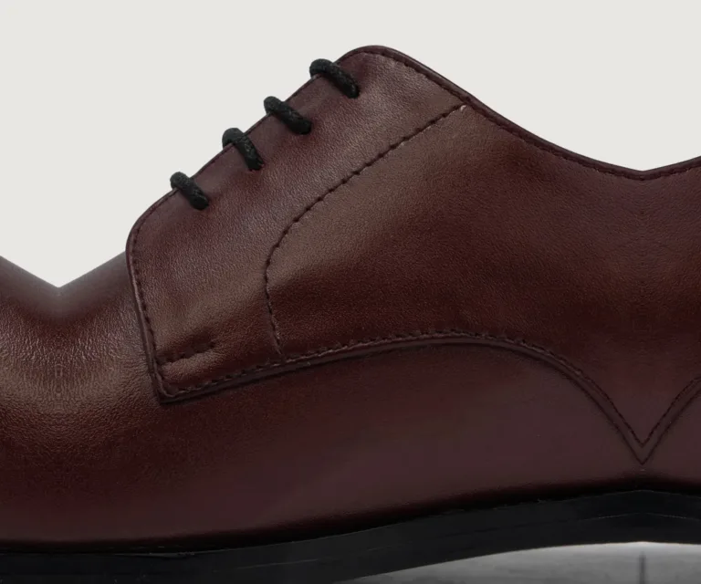 Attorney Derby Maroon Leather Shoes Handcrafted Men's Footwear — Outsole Tread & Seam Craftsmanship
