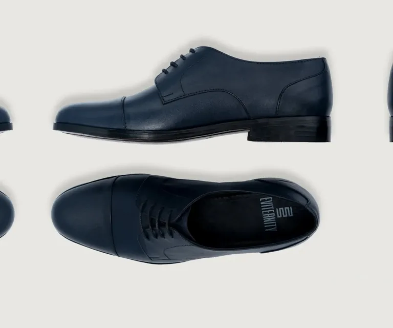 Attorney Derby Midnight Blue Leather Shoes Handcrafted Men's Footwear — Toe Cap & Vamp Detail