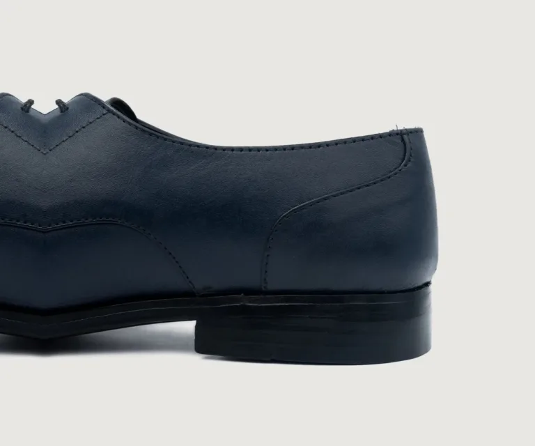 Attorney Derby Midnight Blue Leather Shoes Handcrafted Men's Footwear — Outsole Tread & Seam Craftsmanship