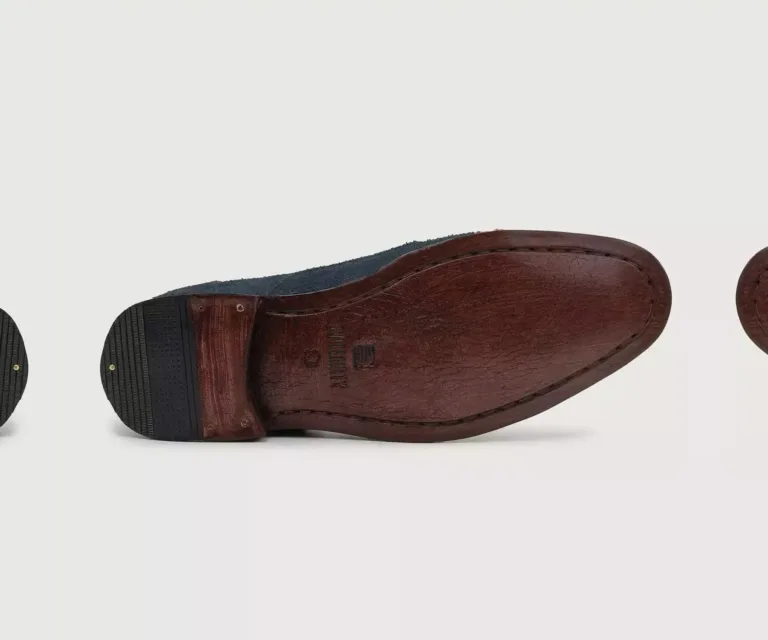 Attorney Derby Midnight Blue Suede Leather Shoes Handcrafted Men's Footwear — Outsole Tread & Seam Craftsmanship