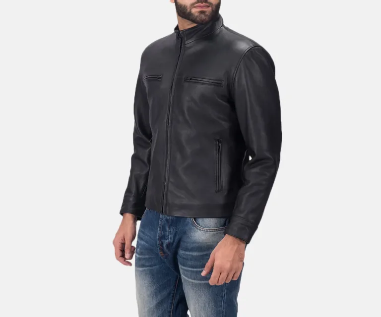 Austere Matte Black Leather Biker Jacket — view 2