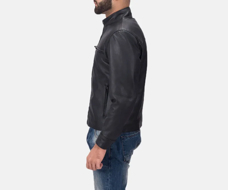 Austere Matte Black Leather Biker Jacket — view 3