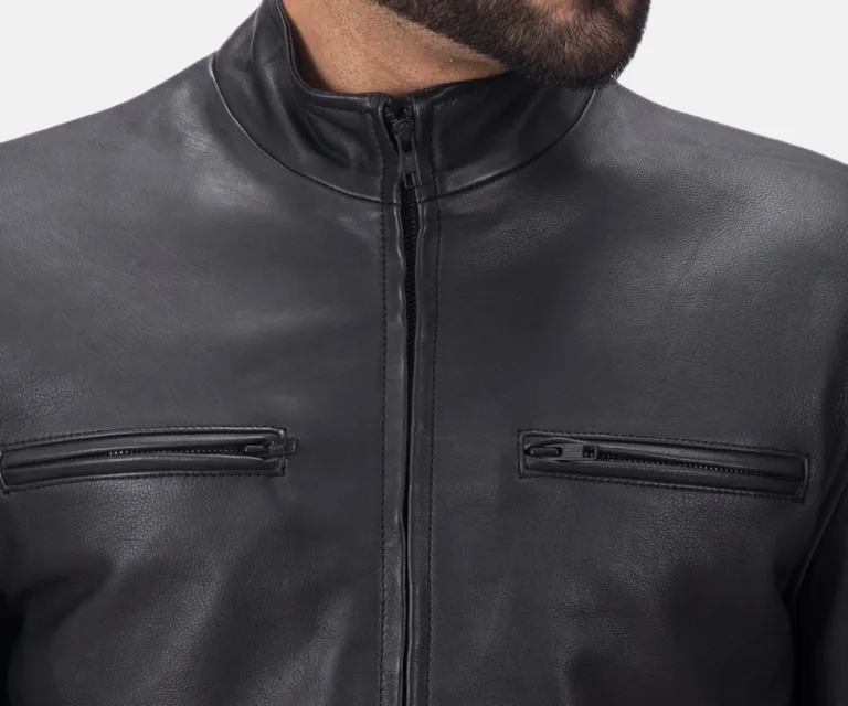 Austere Matte Black Leather Biker Jacket — view 4