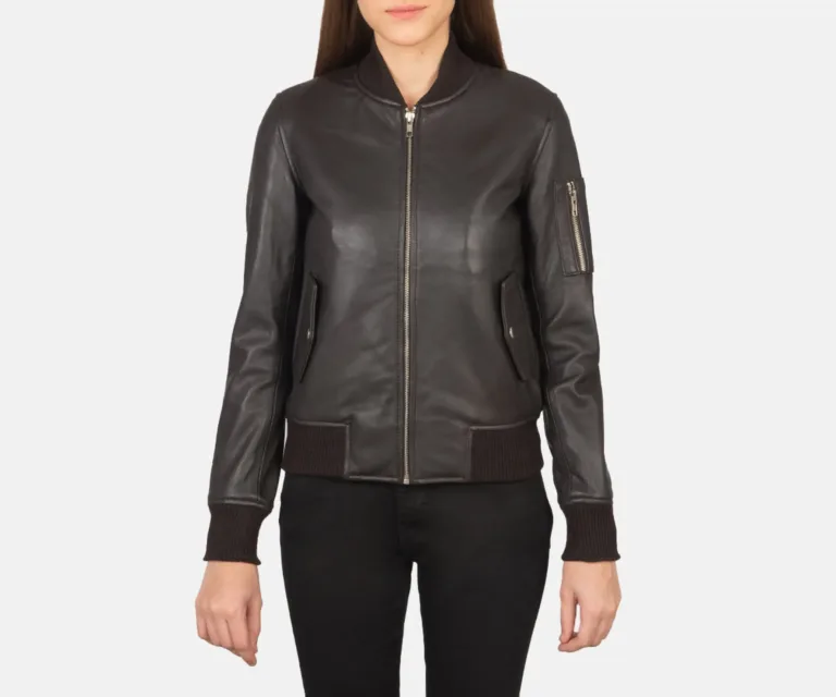 Ava Ma-1 Brown Leather Bomber Jacket Luxury Women's Outerwear — Rear Profile & Tailored Seaming