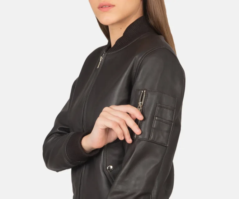 Ava Ma-1 Brown Leather Bomber Jacket Luxury Women's Outerwear — Full-Length Silhouette & Drape