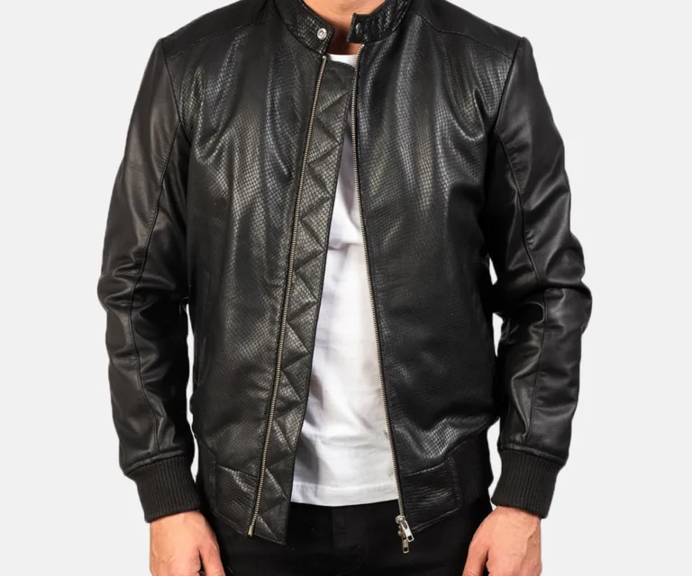 Avan Black Leather Bomber Jacket