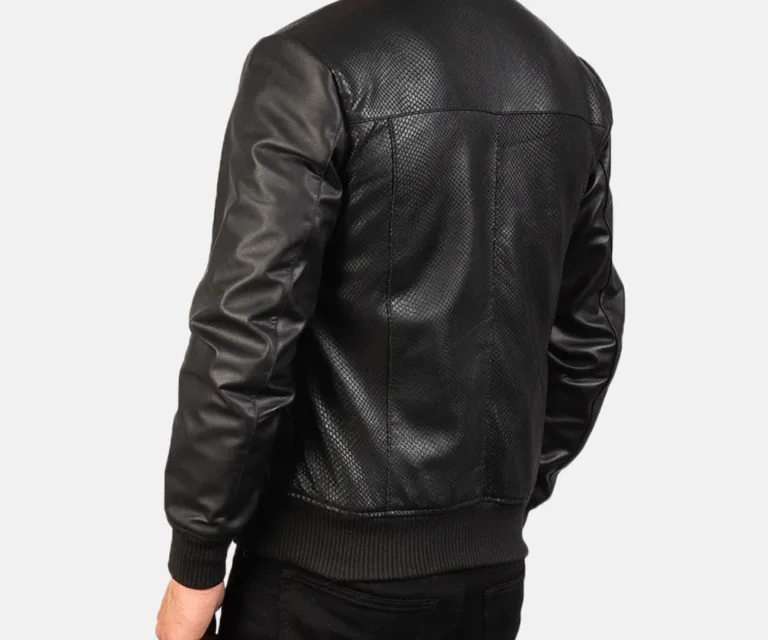 Avan Black Leather Bomber Jacket — view 5