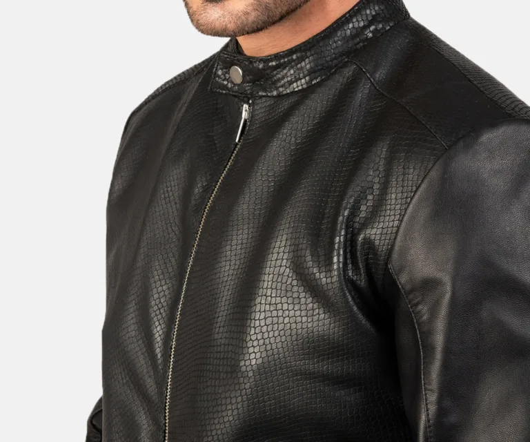 Avan Black Leather Bomber Jacket — view 6