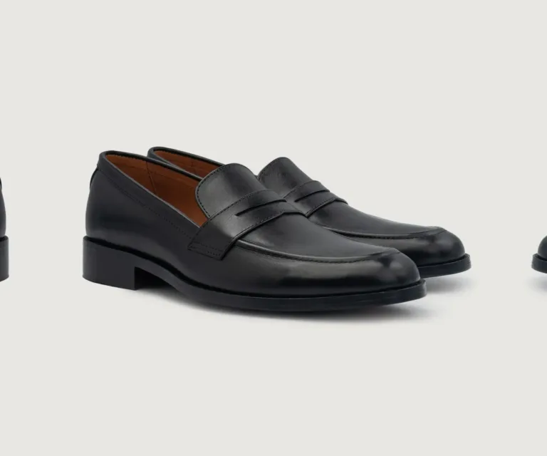 Baxton Black Leather Loafers Handcrafted Men's Footwear — Lateral Profile Hero View