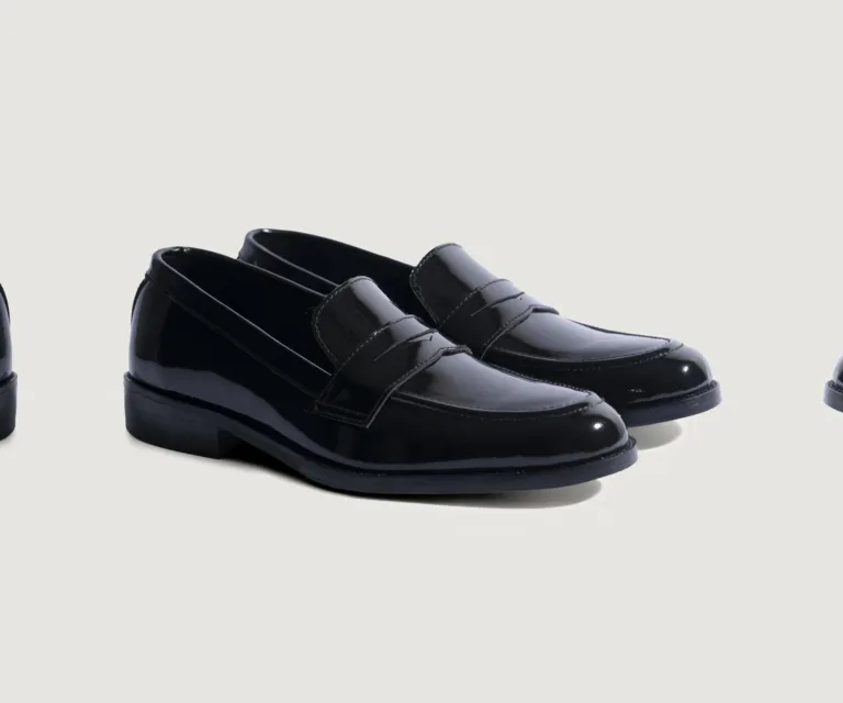 Baxton Black Patent Leather Loafers Handcrafted Men's Footwear — Lateral Profile Hero View