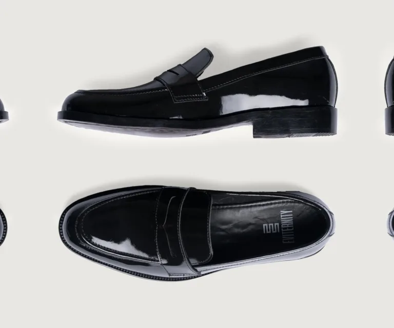 Baxton Black Patent Leather Loafers Handcrafted Men's Footwear — Toe Cap & Vamp Detail