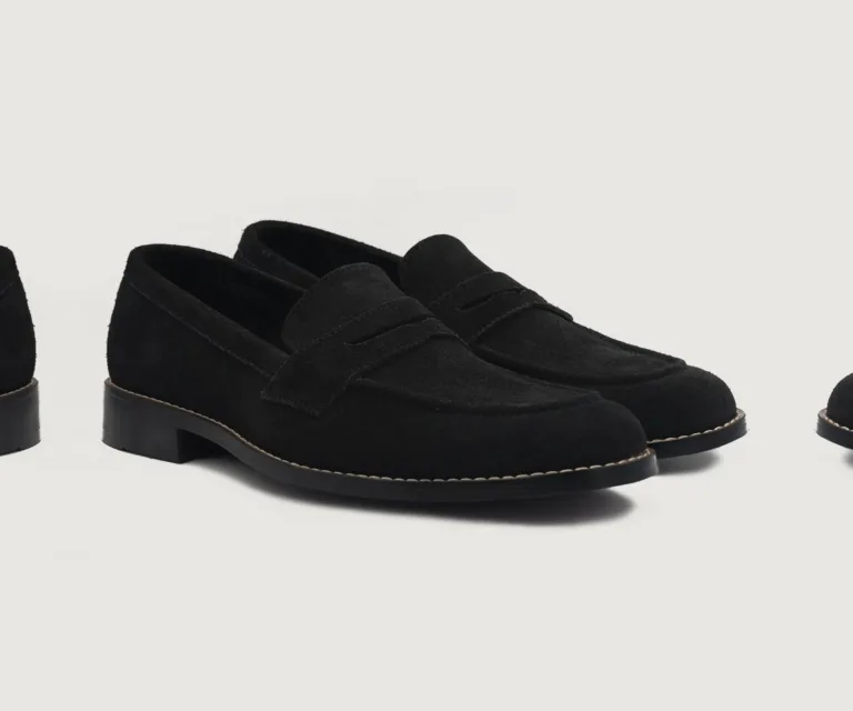 Baxton Black Suede Leather Loafers Handcrafted Men's Footwear — Lateral Profile Hero View