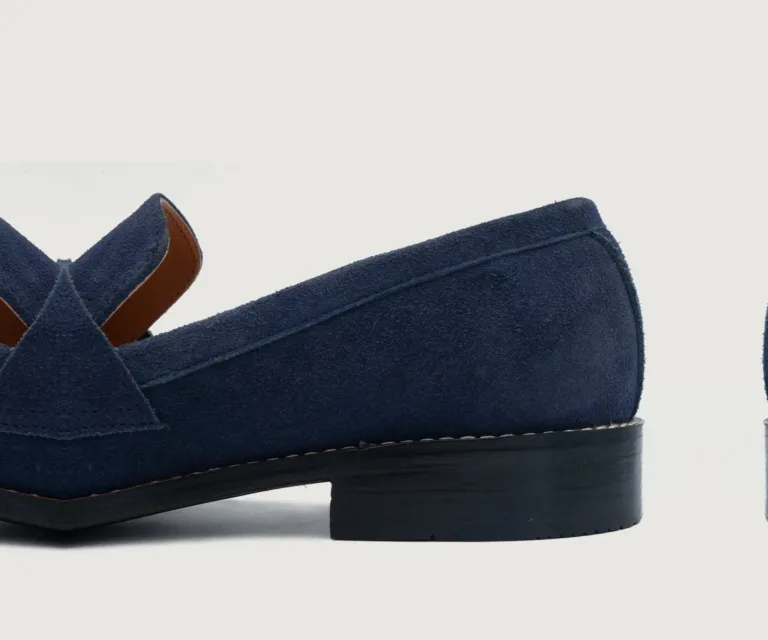 Baxton Blue Suede Leather Loafers Handcrafted Men's Footwear — Complete Pair Presentation