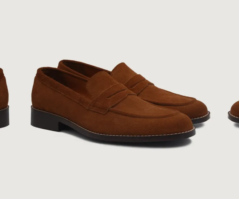 Baxton Brown Suede Leather Loafers Handcrafted Men's Footwear — Lateral Profile Hero View