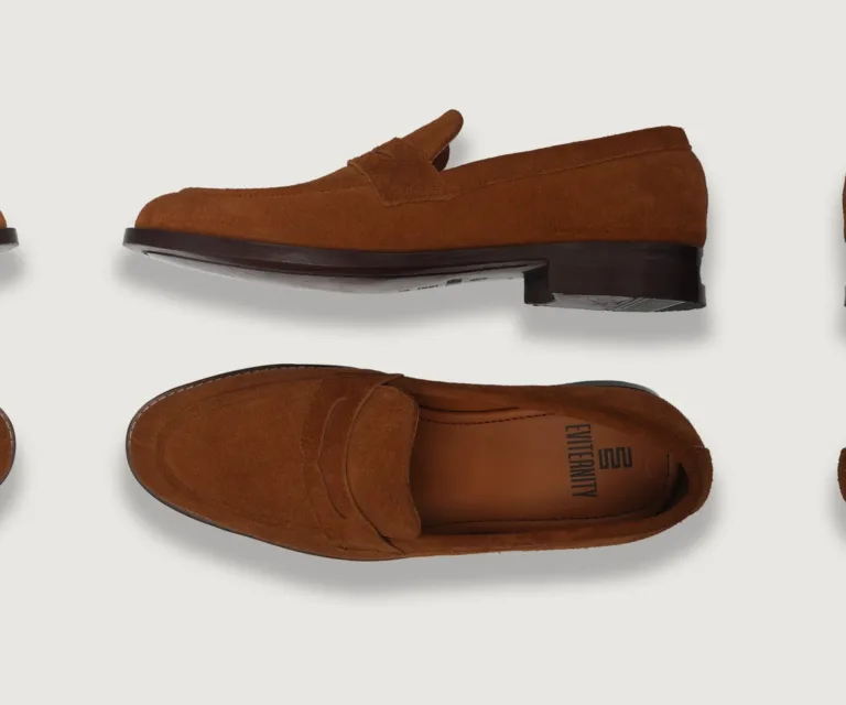Baxton Brown Suede Leather Loafers Handcrafted Men's Footwear — Toe Cap & Vamp Detail