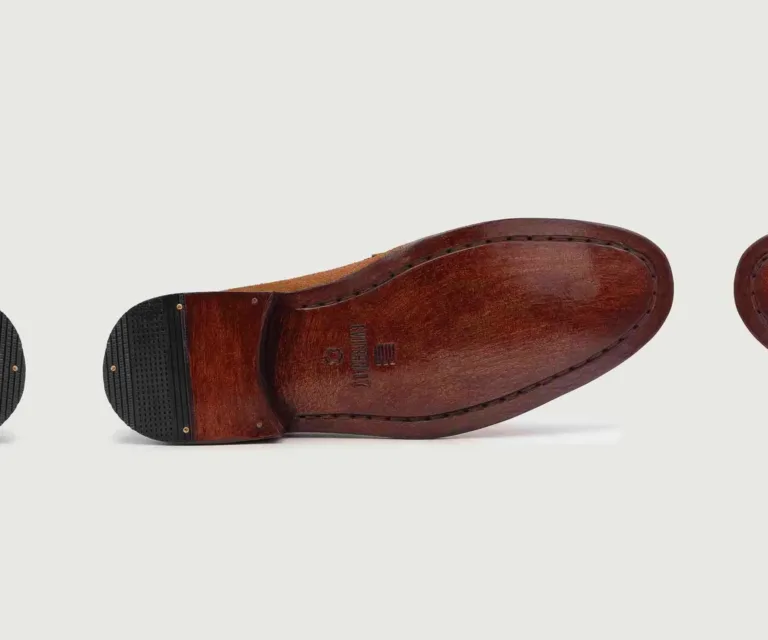 Baxton Brown Suede Leather Loafers Handcrafted Men's Footwear — Outsole Tread & Seam Craftsmanship