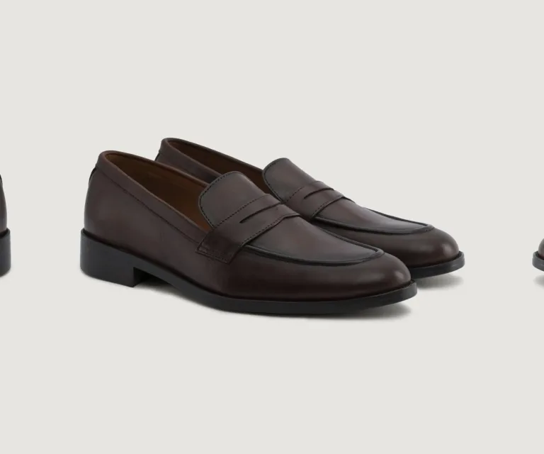 Baxton Burnished Brown Leather Loafers Handcrafted Men's Footwear — Lateral Profile Hero View