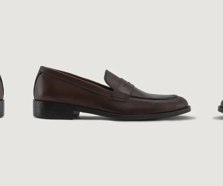 Baxton Burnished Brown Leather Loafers Handcrafted Men's Footwear — Three-Quarter Perspective