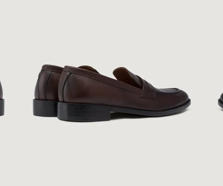 Baxton Burnished Brown Leather Loafers Handcrafted Men's Footwear — Heel Counter & Rear View