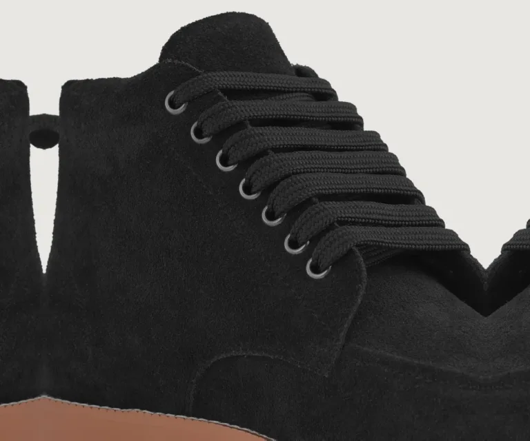 Bearman Moc Toe Black Suede Boots Handcrafted Men's Footwear — Heel Counter & Rear View
