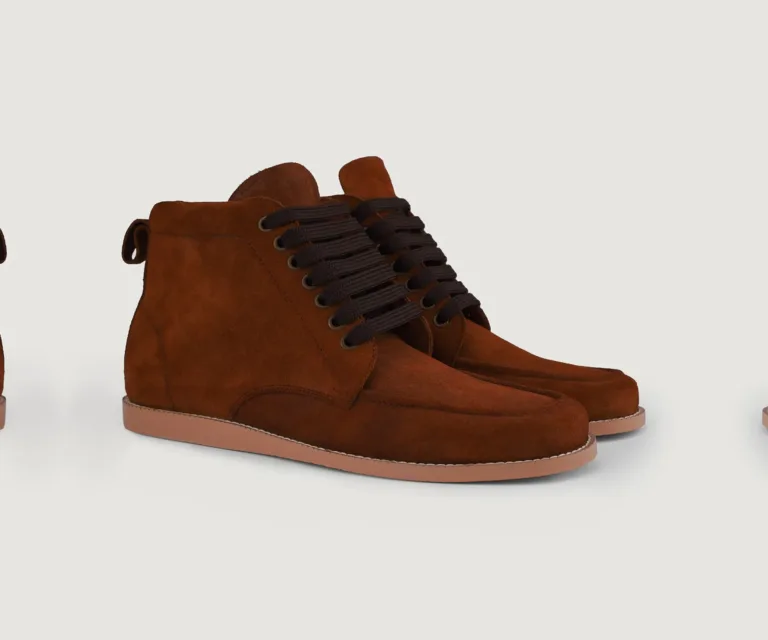 Bearman Moc Toe Brown Suede Boots Handcrafted Men's Footwear — Lateral Profile Hero View