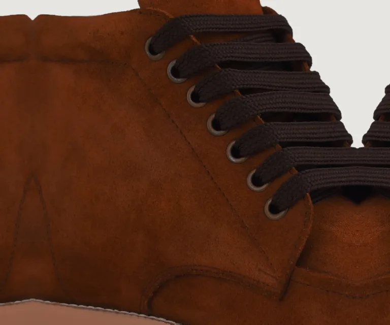 Bearman Moc Toe Brown Suede Boots Handcrafted Men's Footwear — Heel Counter & Rear View