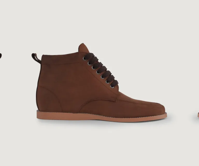 Bearman Moc Toe Pull-up Brown Leather Boots Handcrafted Men's Footwear — Three-Quarter Perspective