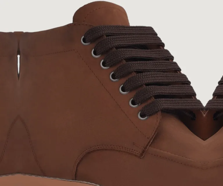 Bearman Moc Toe Pull-up Brown Leather Boots Handcrafted Men's Footwear — Heel Counter & Rear View