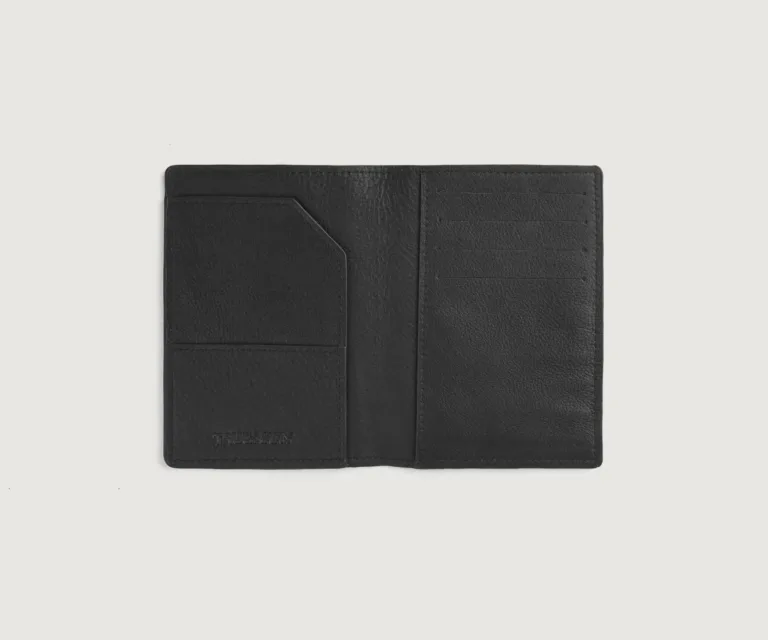 Bernardi Black Leather Travel Wallet Luxury Handcrafted Leather Accessory / Gift — Burnished Edge Craftsmanship & Slim Profile