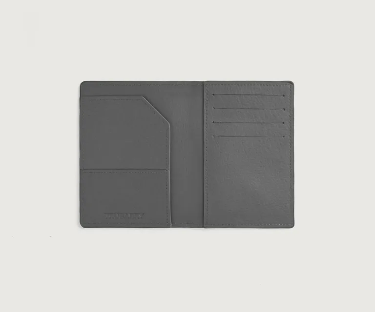 Bernardi Grey Leather Travel Wallet Luxury Handcrafted Leather Accessory / Gift — Burnished Edge Craftsmanship & Slim Profile