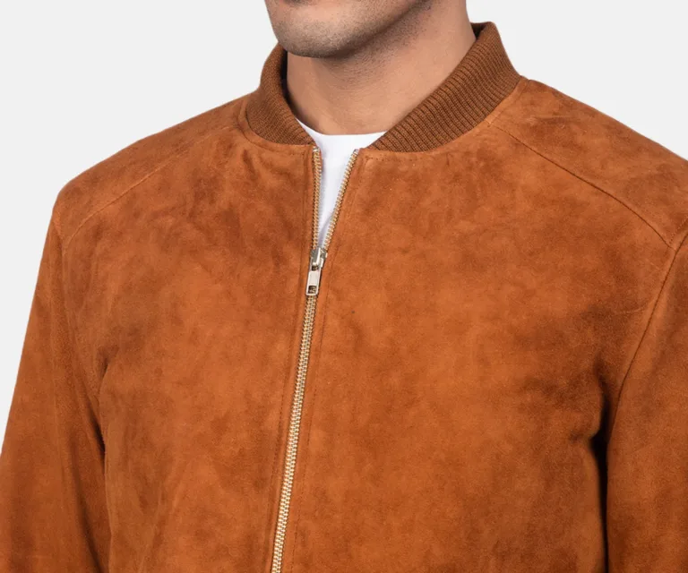 Blain Brown Suede Bomber Jacket — view 6