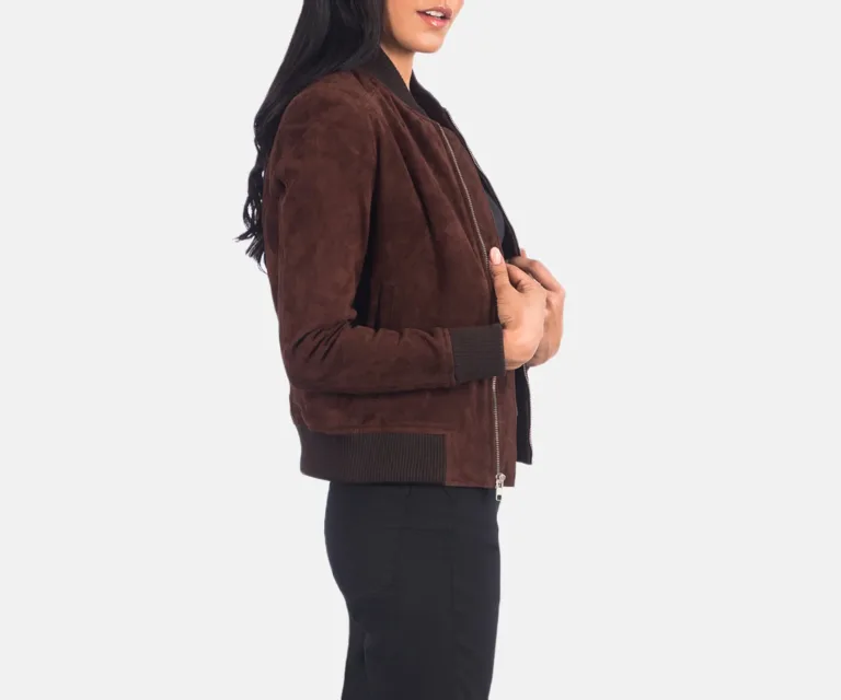 Bliss Brown Suede Bomber Jacket Luxury Women's Outerwear — Full-Length Silhouette & Drape