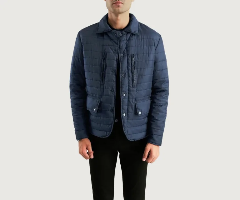 Bo Quilt Windbreaker Jacket — Front Collar & Placket Thermal Detail